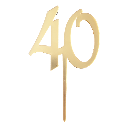 Nr69 Acrylic Cake Topper Number 40 Mirror Gold