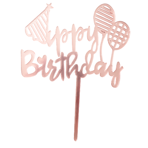 Nr72 Acrylic Cake Topper Happy Birthday Small Pink