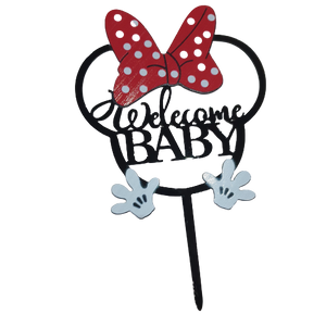 Nr49 Acrylic Cake Topper Welcome Baby Minnie Mouse