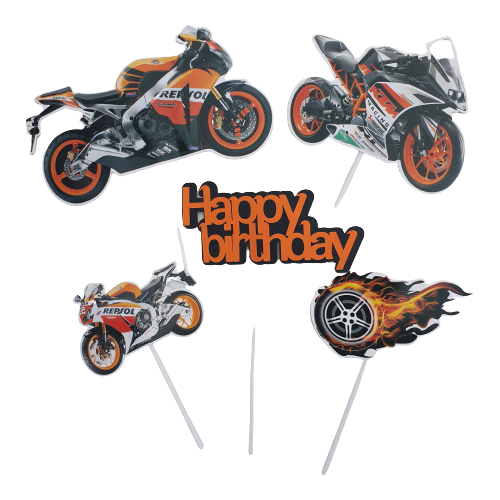 Motorcycle Happy Birthday Cake Topper for Racing Car Theme Boy Birthday  Party Supplies Cake Decorations Motorcycle Cake Topper - AliExpress