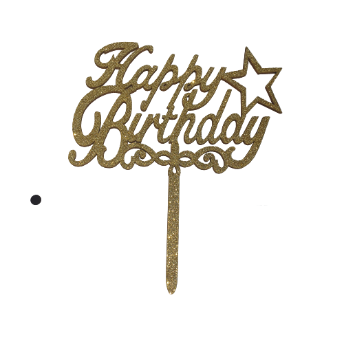 Nr18 Birthday wooden cake topper  Gold