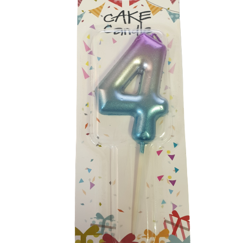 Number Four Birthday Candle Mermaid Large 6.5cm