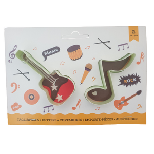 2 Piece Plastic Music Guitar and Music Note Cookie Cutter Set