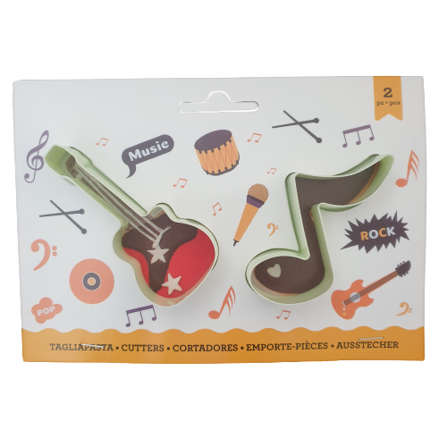 2 Piece Plastic Music Guitar and Music Note Cookie Cutter Set