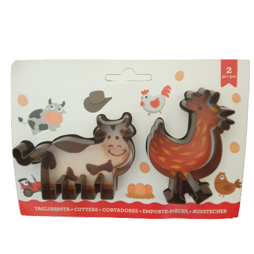 2  Piece Plastic Cow Chicken Cookie Cutter Set