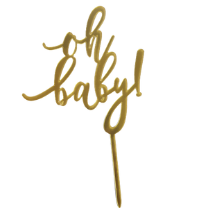 Nr15 Acrylic Cake Topper Oh Baby Small Gold