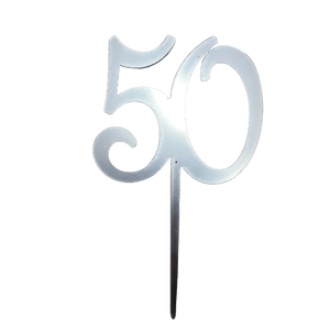 Nr263 Acrylic Cake Topper 50 Fifty Silver