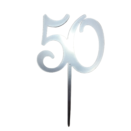 Nr263 Acrylic Cake Topper 50 Fifty Silver