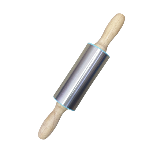 Stainless steel rolling pin with wooden handles 28cm