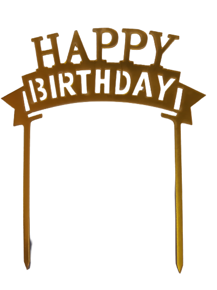 Nr266 Acrylic Cake Topper Happy Birthday Banner Gold