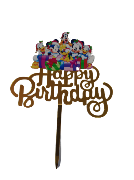 Nr282 Acrylic Cake Topper Happy Birthday Small Mickey Mouse and Friends