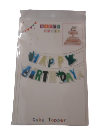 Nr289 Acrylic Cake Topper Happy Birthday Dinosaur Gold