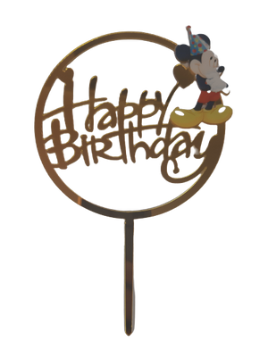 Nr285 Acrylic Cake Topper Happy Birthday Small Mickey Mouse