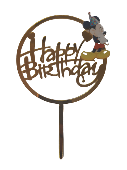 Nr285 Acrylic Cake Topper Happy Birthday Small Mickey Mouse