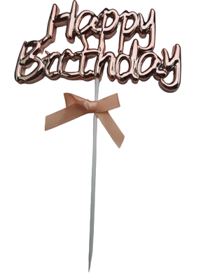 Plastic Cake Topper Happy Birthday Rose Gold