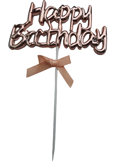 Plastic Cake Topper Happy Birthday Rose Gold