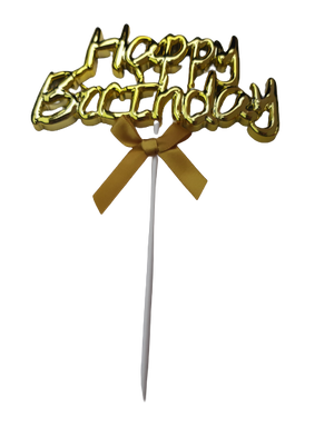 Plastic Cake Topper Happy Birthday Gold