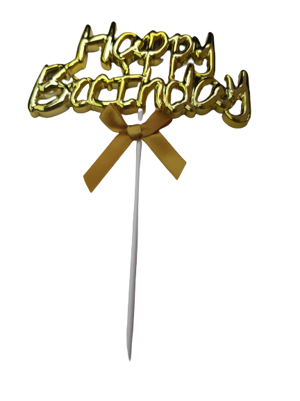 Plastic Cake Topper Happy Birthday Gold