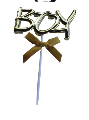 Plastic Cake Topper Boy Gold