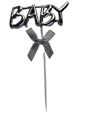 Plastic Cake Topper Baby Silver