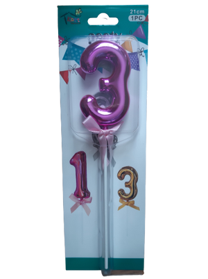Number 3 balloon cake topper, Pink