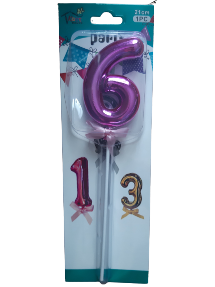 Number 6 balloon cake topper, Pink