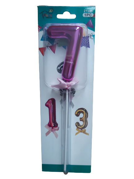 Number 7 balloon cake topper, Pink