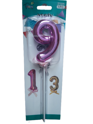 Number 9 balloon cake topper, Pink