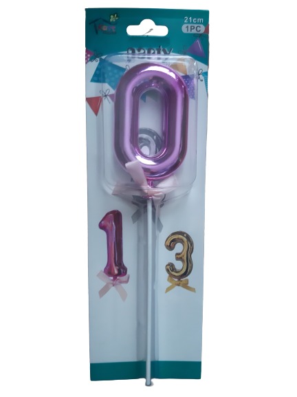 Number 0 balloon cake topper, Pink