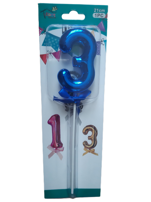 Number  3 balloon cake topper, Blue