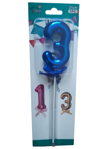 Number  3 balloon cake topper, Blue