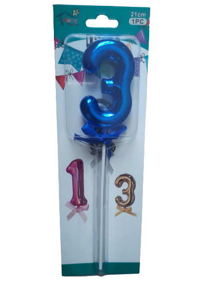 Number 3 Balloon Cake Topper Blue