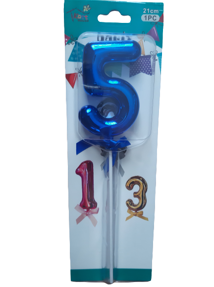 Number 5 Balloon Cake Topper Blue