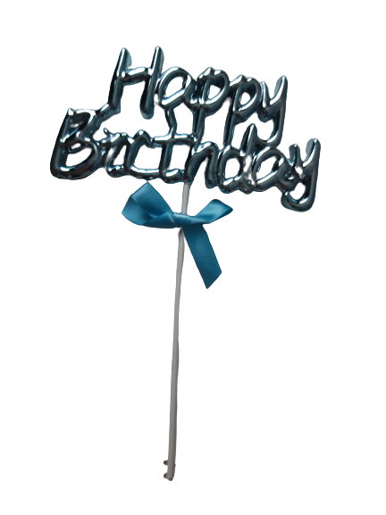 Plastic Cake Topper Happy Birthday Blue