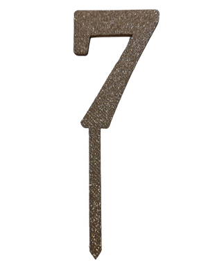Nr7 Rose Gold wooden number topper with glitter. 7cm