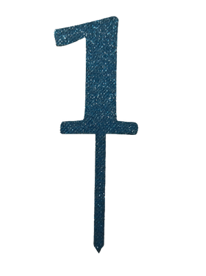 Nr1 Blue  wooden number topper with glitter. 7cm