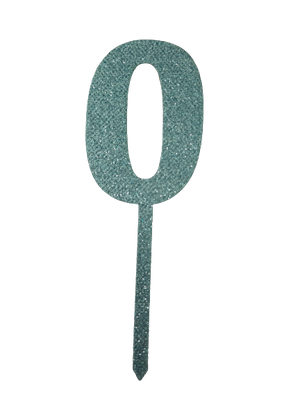 Nr0 Blue  wooden number topper with glitter. 7cm
