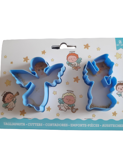 2 Piece Plastic Angel Cookie Cutter Set