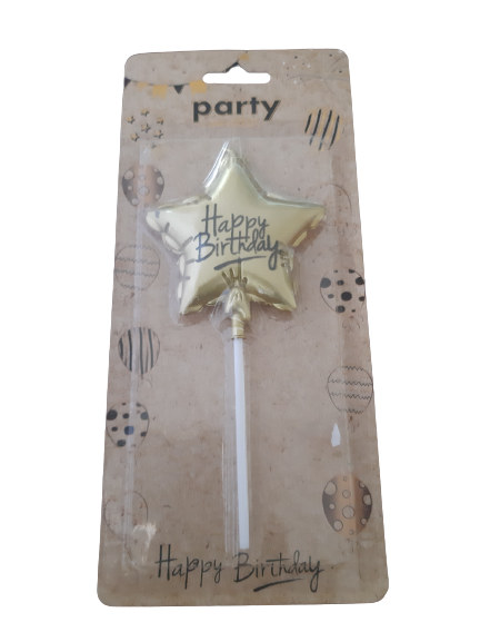 Happy Birthday Gold Star Candle 5.5x7cm