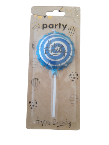 Happy Birthday Balloon Party Candle Blue 5.5cm