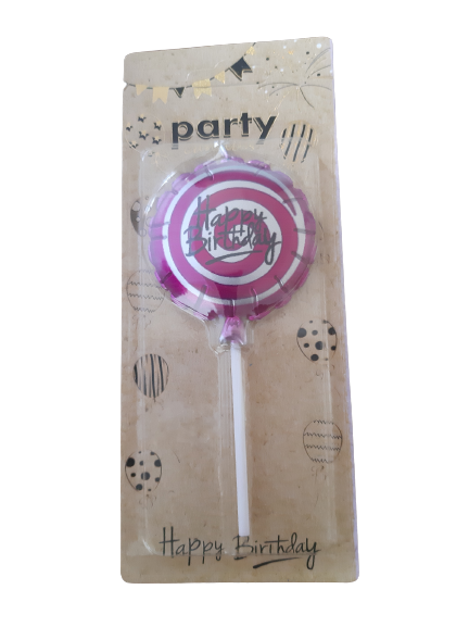 Happy Birthday Balloon Party Candle Pink 5.5cm