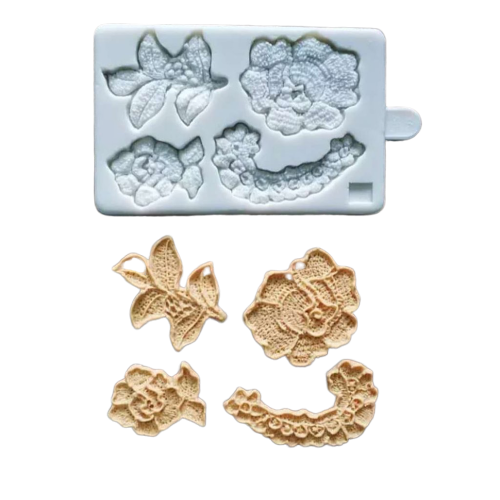 Lace flowers silicone mould, rose 5.7x4.8cm