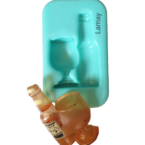 Bottle and Wine glass A silicone mould, 6.9x4.5cm