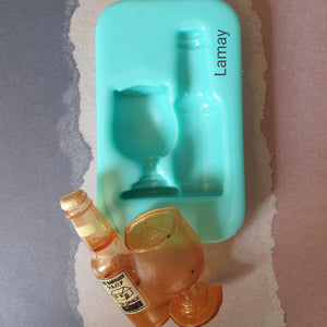 Bottle and Wine glass A silicone mould, 6.9x4.5cm