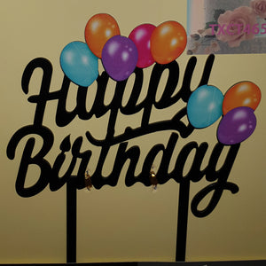 Nr6 Acrylic Cake Topper Happy Birthday Black