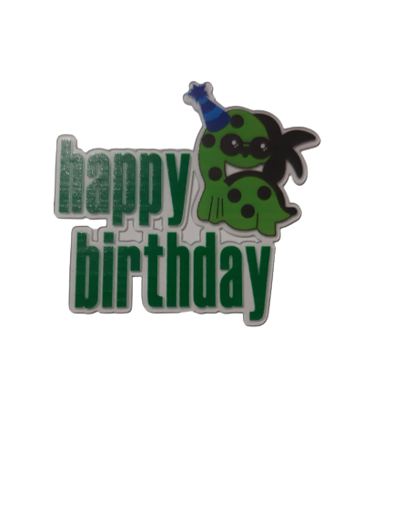 Nr287 Acrylic Cake Topper Happy Birthday Dinosaur Gold