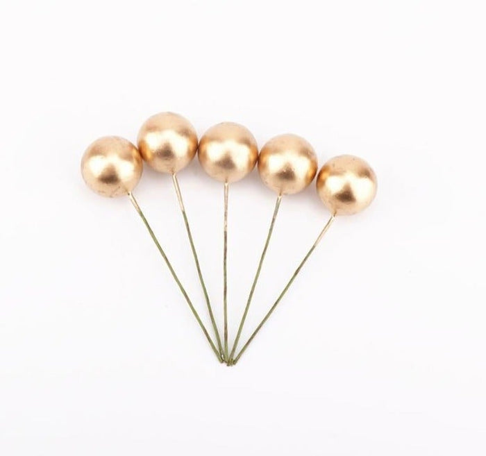 Cake Topper Polystyrene Faux Balls Gold 2cm