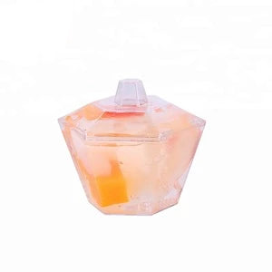 Plastic Dessert Pudding cup Hexagon with lid, 24pc, PLC036
