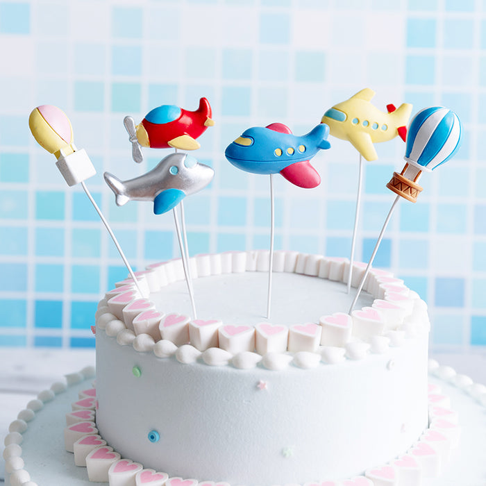Resin Airplane and Hot Air Balloon Cake Topper set