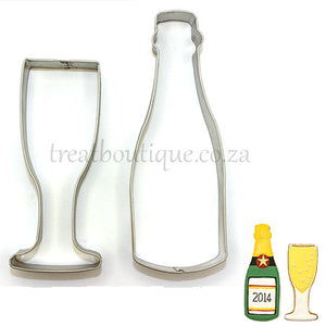 Treat boutique Metal Cookie Cutter Champagne Bottle And Flute